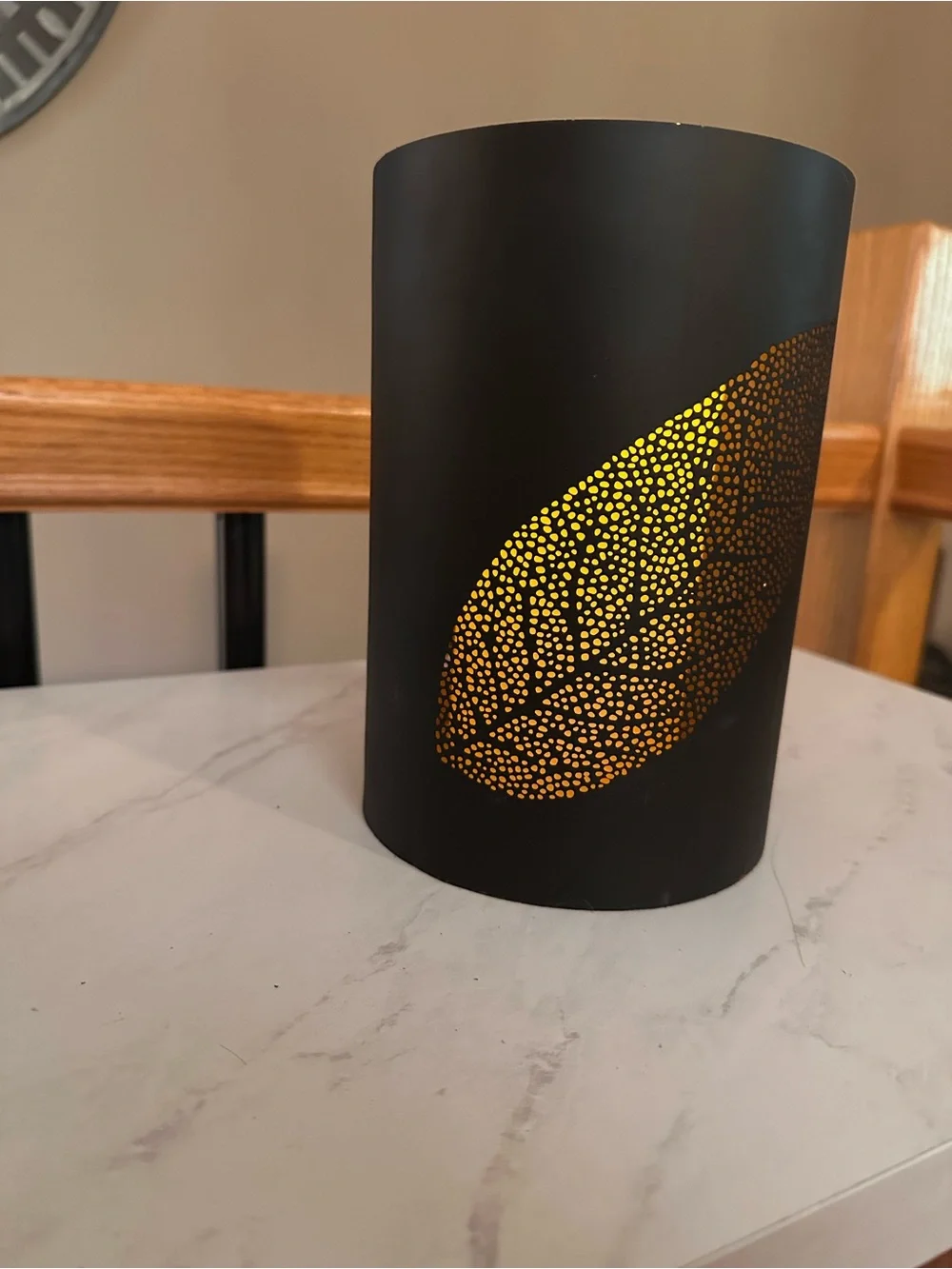 Crate & Barrel - Black Metal Leaf Luminary with Gold Interior